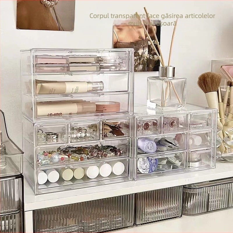 Cutie de depozitare transparentă tip sertar rezistentă la praf 357 Palace, papetărie, bijuterii, Seven Palace, raft de depozitare pentru cosmetice