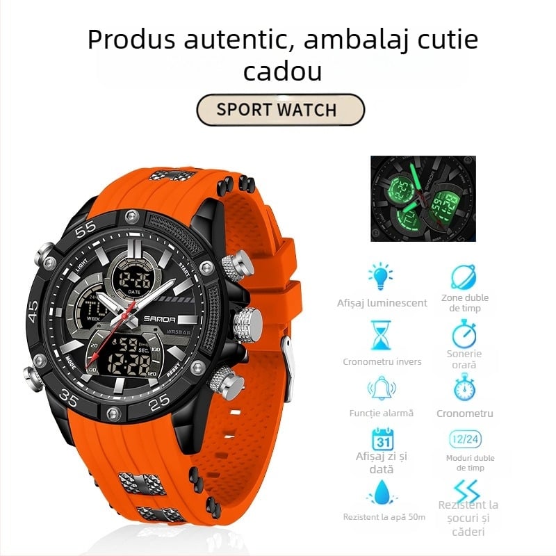 Ceas de alarmă electronic multifuncțional luminos impermeabil pentru bărbați, comerț exterior transfrontalier, sport, modă, explozii live