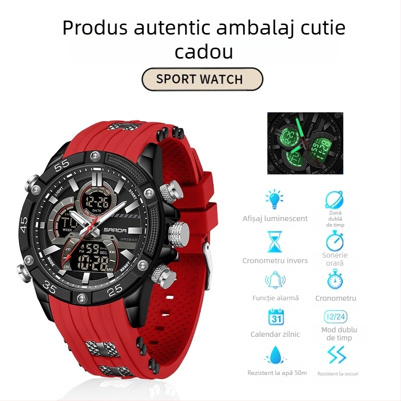 Ceas de alarmă electronic multifuncțional luminos impermeabil pentru bărbați, comerț exterior transfrontalier, sport, modă, explozii live