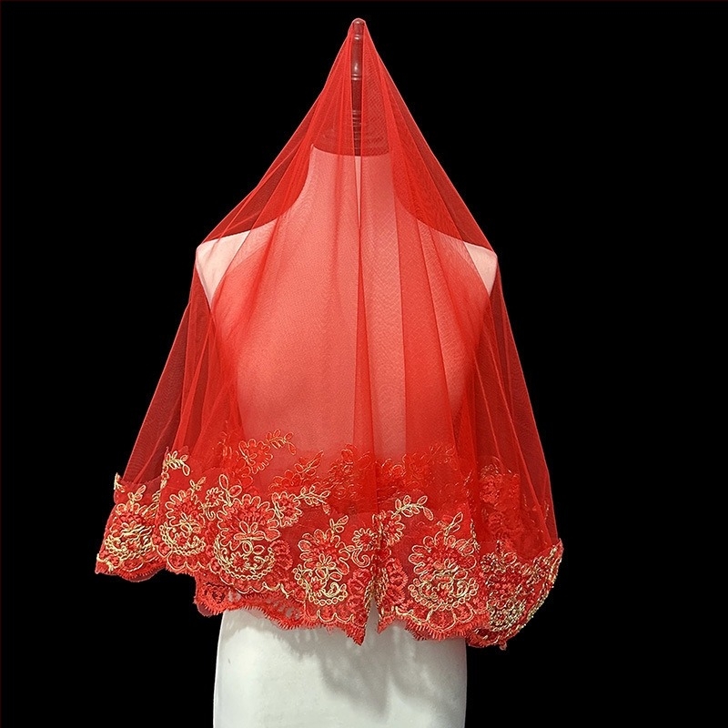 Rochie de mireasă din fire roșii pentru femei, model Xiuhe, rochie roșie chinezească, stil retro, scurtă, din dantelă, fire foto