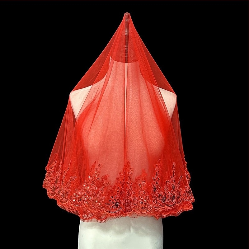 Rochie de mireasă din fire roșii pentru femei, model Xiuhe, rochie roșie chinezească, stil retro, scurtă, din dantelă, fire foto