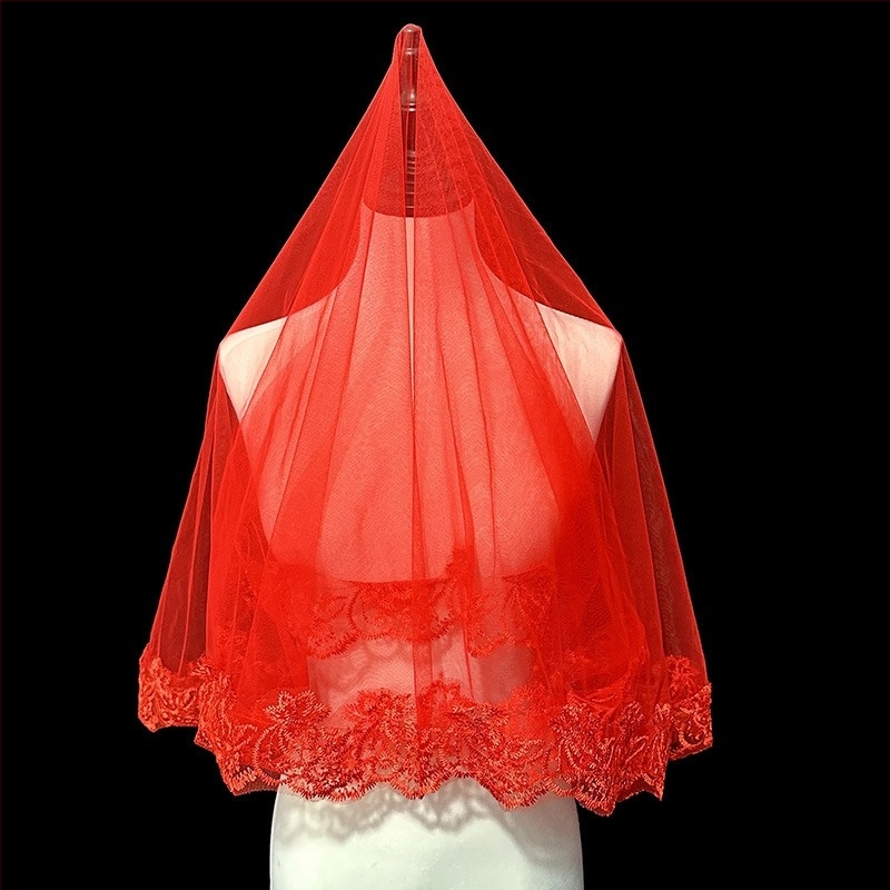 Rochie de mireasă din fire roșii pentru femei, model Xiuhe, rochie roșie chinezească, stil retro, scurtă, din dantelă, fire foto