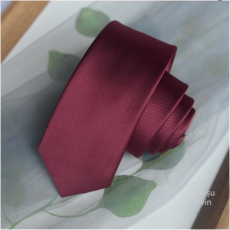 Cravată de culoare pură în stil coreean transfrontalier pentru bărbați, ținută formală casual, versiune îngustă, stil DK Preppy, negru, la modă