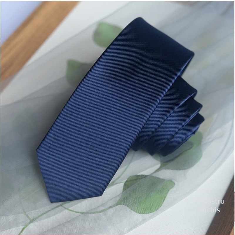 Cravată de culoare pură în stil coreean transfrontalier pentru bărbați, ținută formală casual, versiune îngustă, stil DK Preppy, negru, la modă