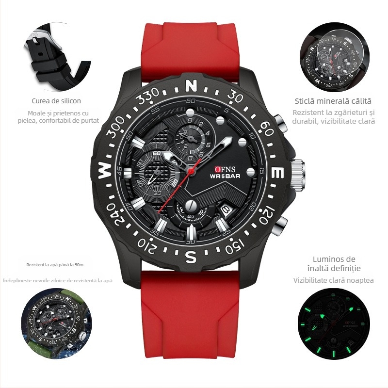 Ceas electronic pentru bărbați, cuarț, modă, calendar simplu, sport, multifuncțional, impermeabil, aprovizionare din fabrică 2024 nou