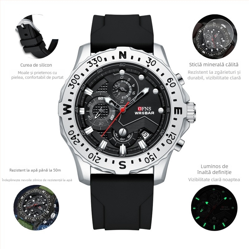 Ceas electronic pentru bărbați, cuarț, modă, calendar simplu, sport, multifuncțional, impermeabil, aprovizionare din fabrică 2024 nou