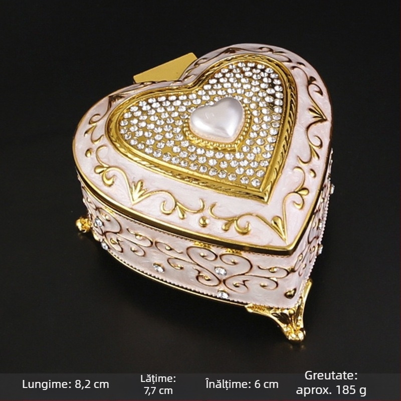Stil european retro lumină lux prințesă bijuterii cutie metalică bijuterii cutie rafinat email culoare colier bijuterii cutie de depozitare high-end