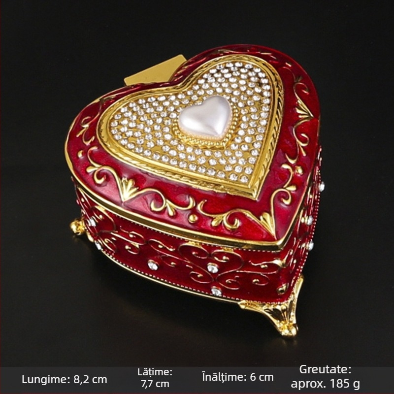Stil european retro lumină lux prințesă bijuterii cutie metalică bijuterii cutie rafinat email culoare colier bijuterii cutie de depozitare high-end