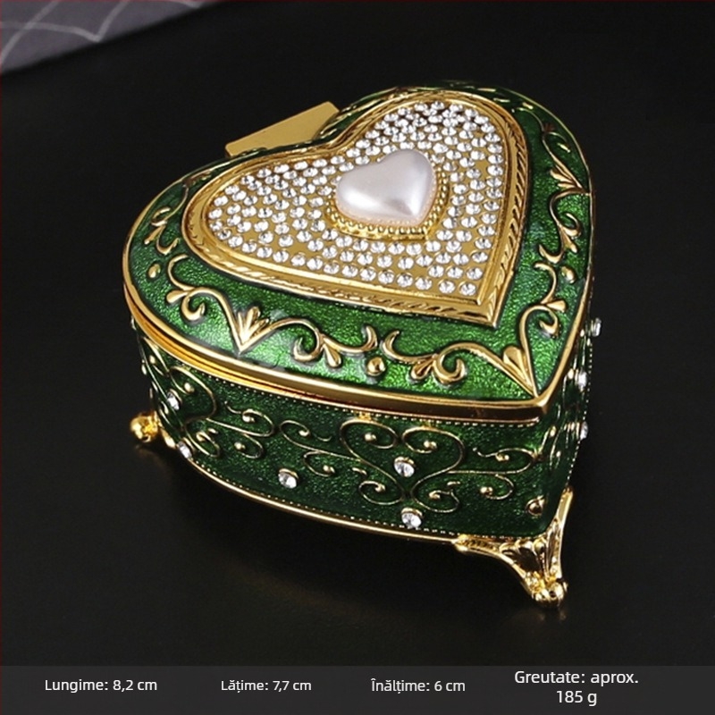 Stil european retro lumină lux prințesă bijuterii cutie metalică bijuterii cutie rafinat email culoare colier bijuterii cutie de depozitare high-end