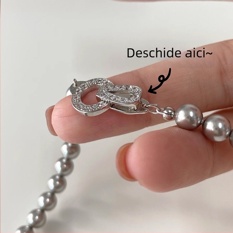 Zhenduo Ma Zhengyuan colier de perle de sticlă pentru femei, pulover de toamnă și de iarnă, lanț de pulover cu mărgele, la modă, colier de lux ușor