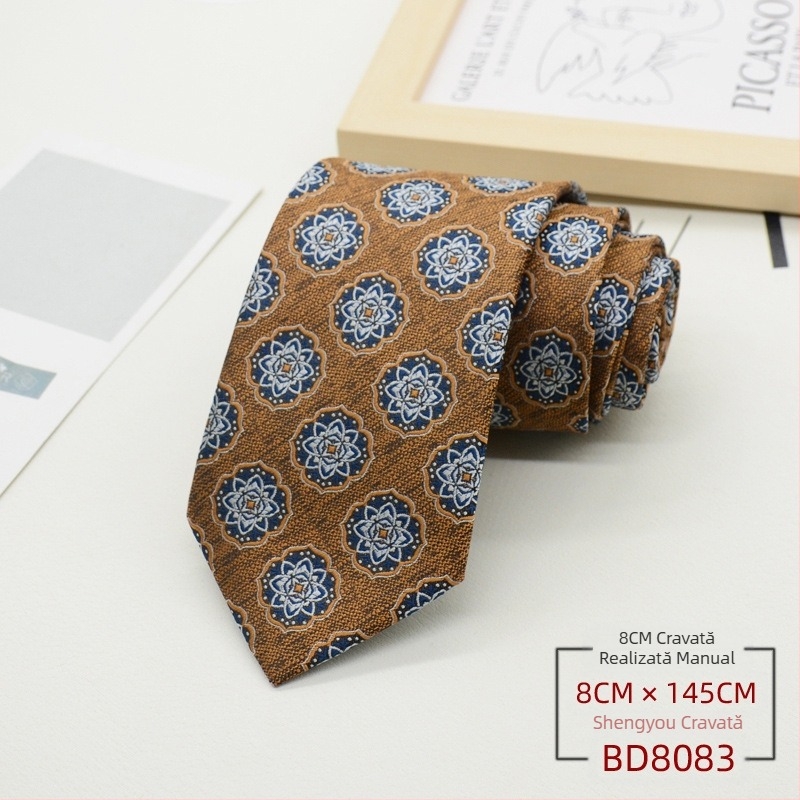 Cravată bărbătească, ținută formală, stil coreean, gentleman britanic, stil european și american, maro, kaki, ținută de afaceri, 8CM, modă manuală