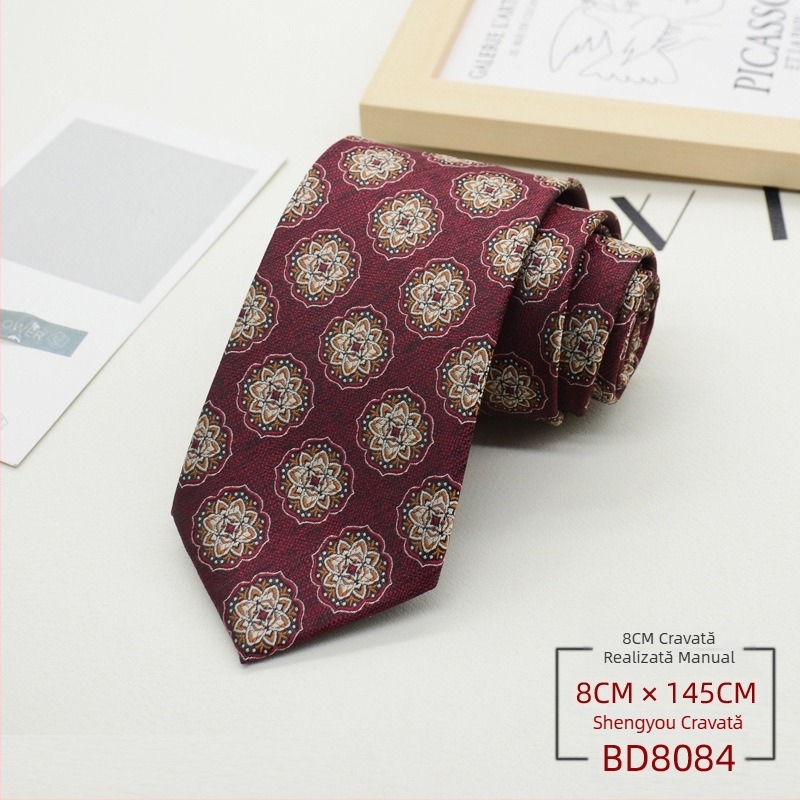 Cravată bărbătească, ținută formală, stil coreean, gentleman britanic, stil european și american, maro, kaki, ținută de afaceri, 8CM, modă manuală