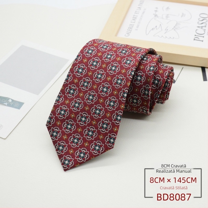 Cravată bărbătească, ținută formală, stil coreean, gentleman britanic, stil european și american, maro, kaki, ținută de afaceri, 8CM, modă manuală