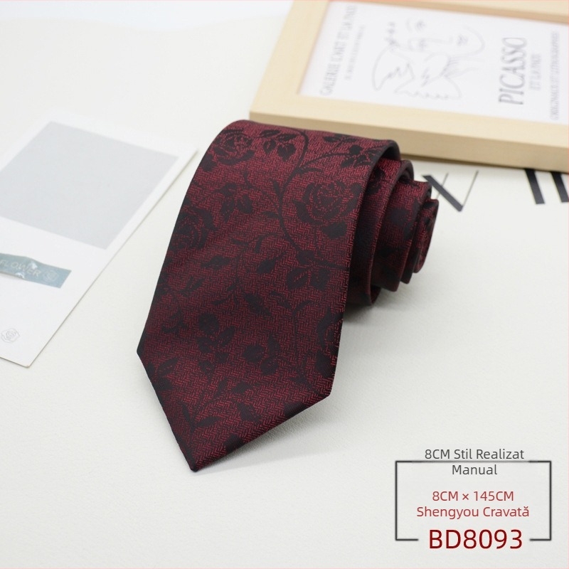 Cravată bărbătească, ținută formală, stil coreean, gentleman britanic, stil european și american, maro, kaki, ținută de afaceri, 8CM, modă manuală