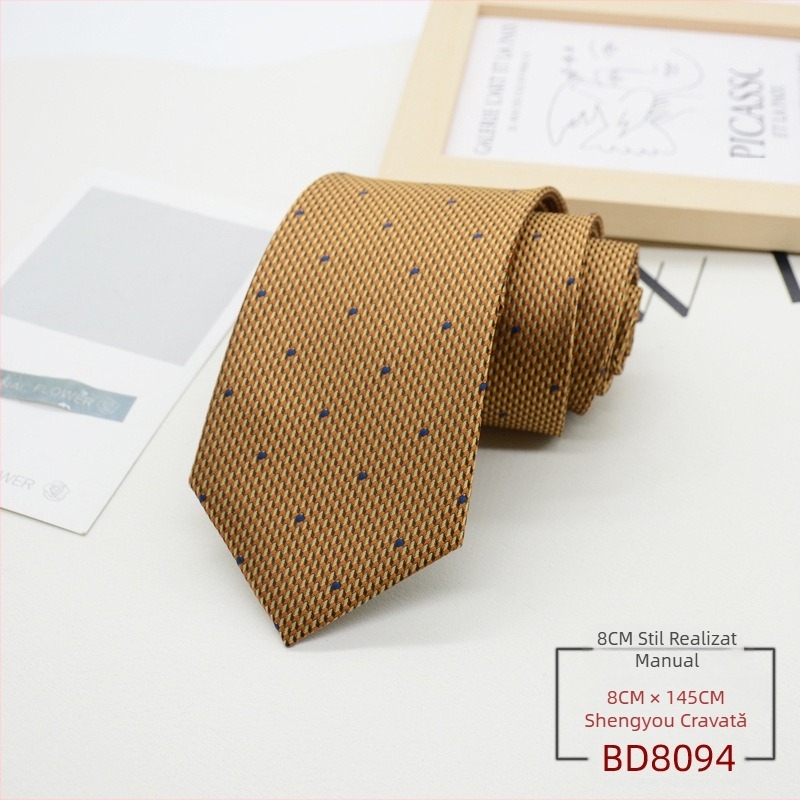 Cravată bărbătească, ținută formală, stil coreean, gentleman britanic, stil european și american, maro, kaki, ținută de afaceri, 8CM, modă manuală