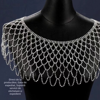 Moda stras plasă gol ciucure lung pandantiv umăr gol șal bluză modă corp lanț femei explozii transfrontaliere