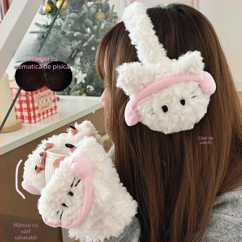 Mănuși de iarnă Sweet Joker pentru fete, rezistente la frig, costum de ciclism cald, rezistent la vânt, tăieturi pe jumătate de deget, bijuterii drăguțe