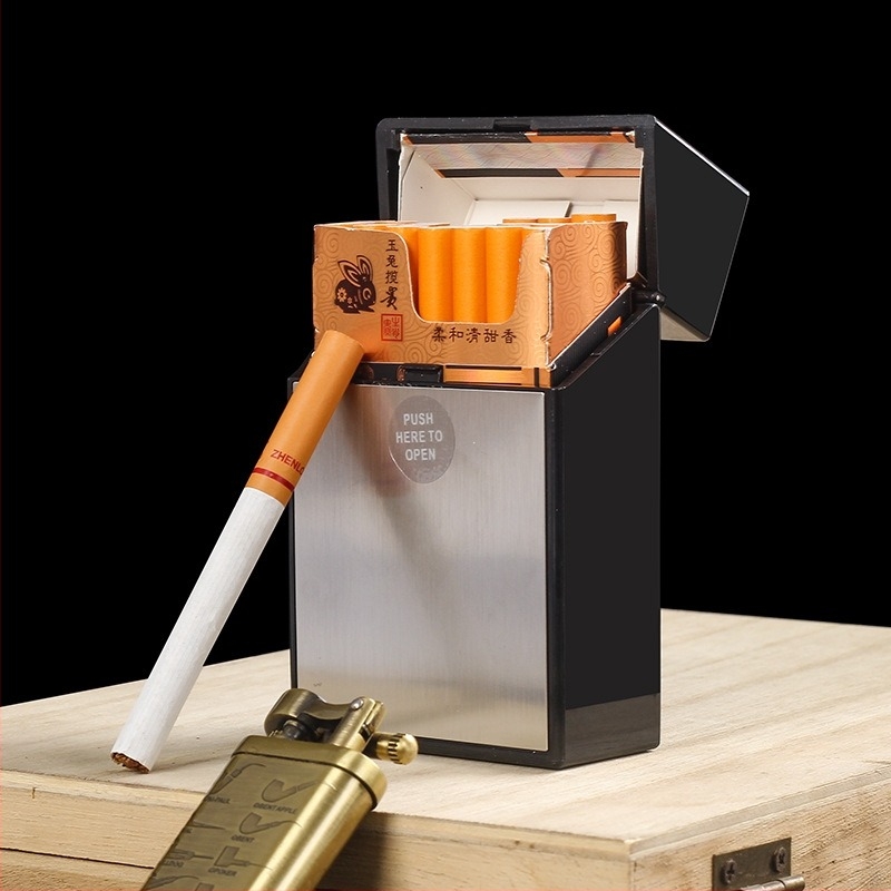 20 pachete de huse de țigări din aliaj de aluminiu, suprafață automată cu flip, capac întreg, pachet în vrac, husă de țigări din plastic, husă portabilă la modă pentru bărbați