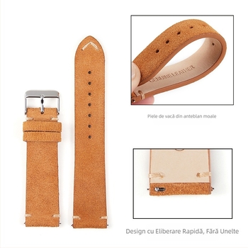 Curea de ceas din piele întoarsă cu eliberare rapidă Spot Suede 2025, nouă, pentru bărbați, Huawei, potrivită pentru 18 20 22 mm