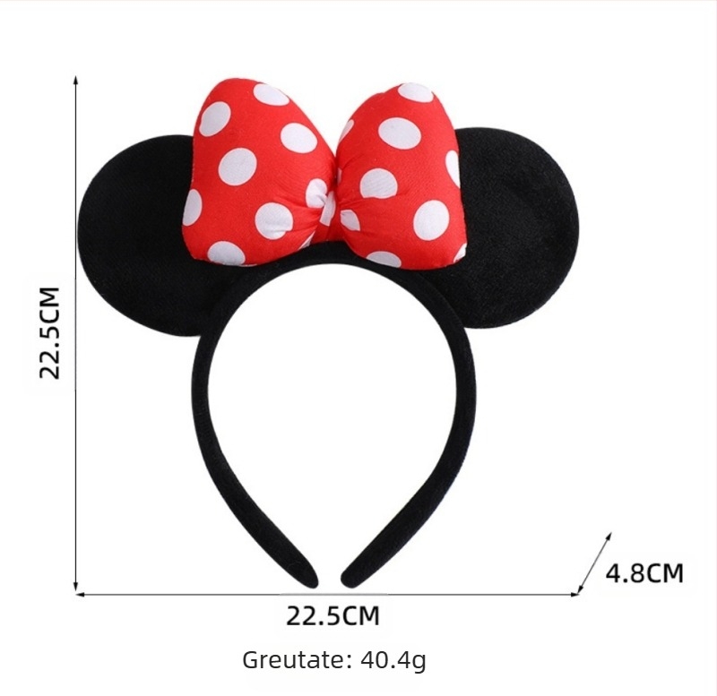 Transfrontalieră drăguț Mickey Minnie Headband Disni Play Show Party Sequin Bow Ear Band Accesorii de păr