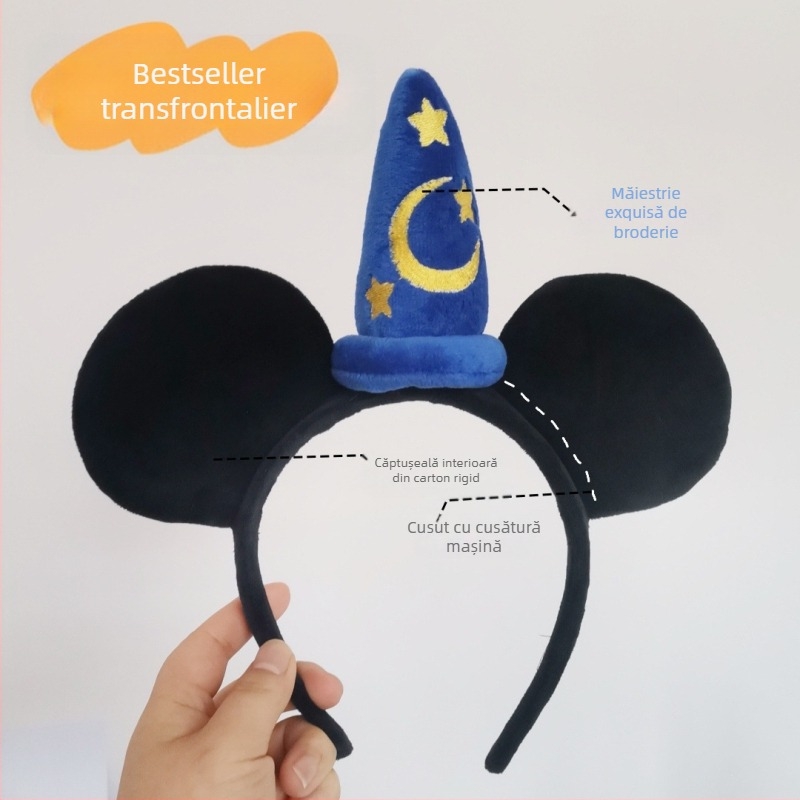 Transfrontalieră drăguț Mickey Minnie Headband Disni Play Show Party Sequin Bow Ear Band Accesorii de păr