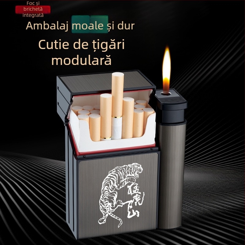 Brichetă cu husă de țigară creativă Internet Red, integrată, pachet de 20, personalizată, portabilă, rezistentă la presiune, rezistentă la umiditate, cu brichetă
