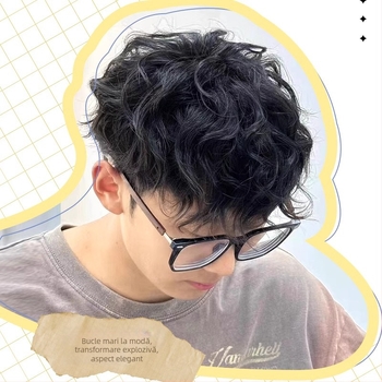 Perucă bărbătească cu păr natural, cu sclipici, stil Hong Kong, Leslie Roll Atmosphere, reediție pentru bărbați, în stoc