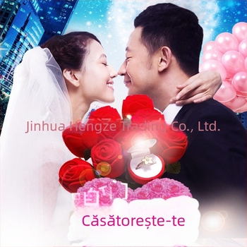 Cutie de inele cu trandafir roșu, cadou de Ziua Îndrăgostiților, cutie de inele creativă personalizată, cutie de inele pentru cerere în căsătorie