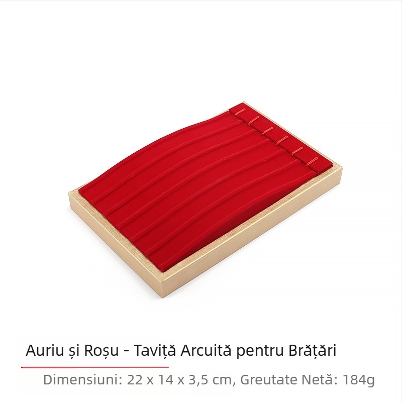Set de recuzită pentru afișare bijuterii, tavă pentru bijuterii din flanel roșu, suport pentru inele și colier, suport pentru bijuterii