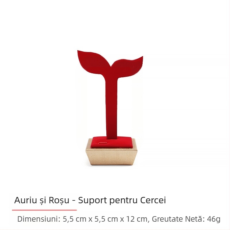 Set de recuzită pentru afișare bijuterii, tavă pentru bijuterii din flanel roșu, suport pentru inele și colier, suport pentru bijuterii