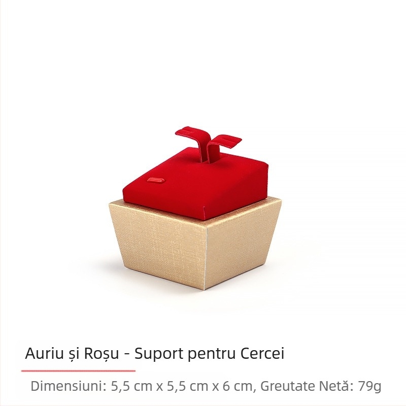 Set de recuzită pentru afișare bijuterii, tavă pentru bijuterii din flanel roșu, suport pentru inele și colier, suport pentru bijuterii
