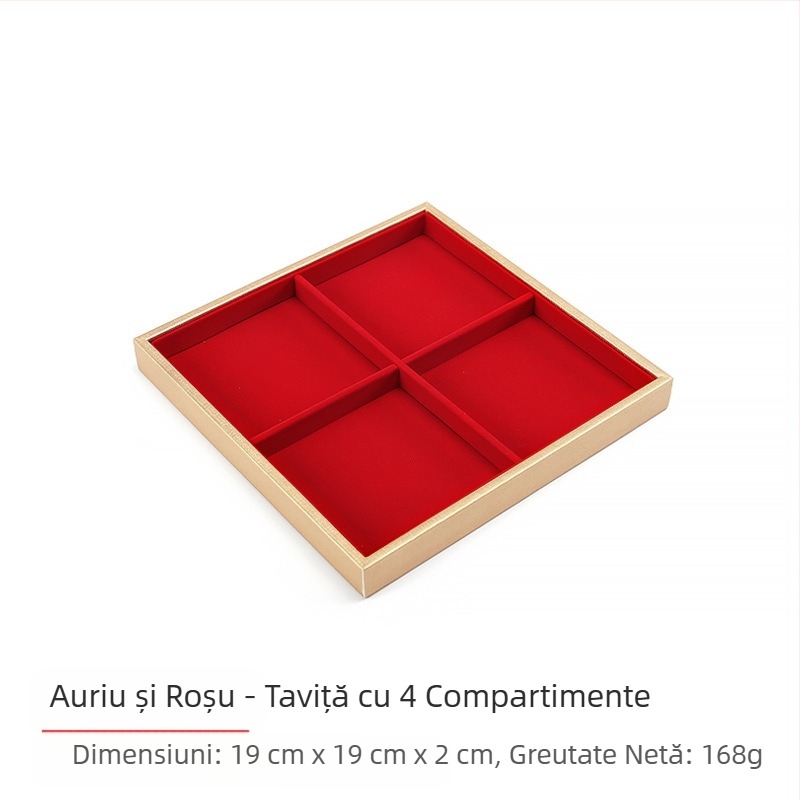 Set de recuzită pentru afișare bijuterii, tavă pentru bijuterii din flanel roșu, suport pentru inele și colier, suport pentru bijuterii