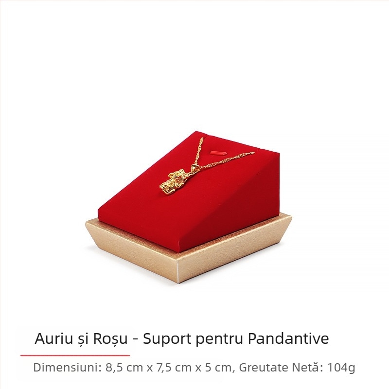 Set de recuzită pentru afișare bijuterii, tavă pentru bijuterii din flanel roșu, suport pentru inele și colier, suport pentru bijuterii
