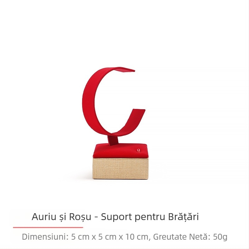 Set de recuzită pentru afișare bijuterii, tavă pentru bijuterii din flanel roșu, suport pentru inele și colier, suport pentru bijuterii