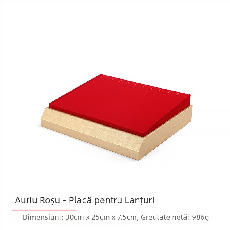Set de recuzită pentru afișare bijuterii, tavă pentru bijuterii din flanel roșu, suport pentru inele și colier, suport pentru bijuterii