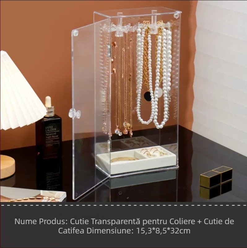 Cutie de depozitare acrilică pentru coliere, bijuterii de uz casnic, brățară, pandantiv, suport de afișare, colier de perle, brățară, cutie de finisare rezistentă la praf