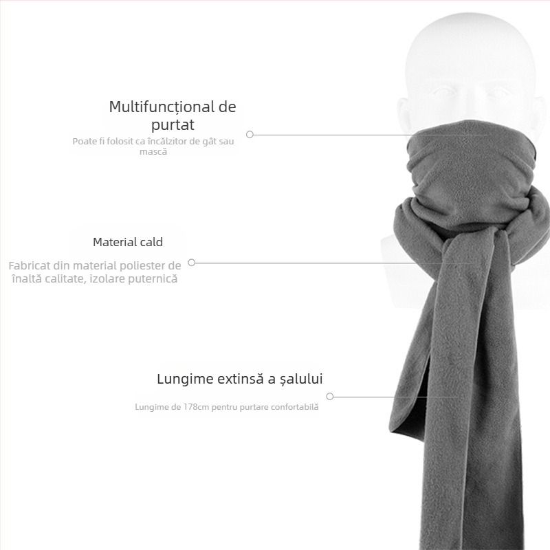 Ruidong Toamna și Iarna În aer liber Polar Fleece Multifuncțional Fleece Eșarfă lungă Eșarfă caldă pentru gât Eșarfă respirabilă pentru ciclism Prosop de față în stoc