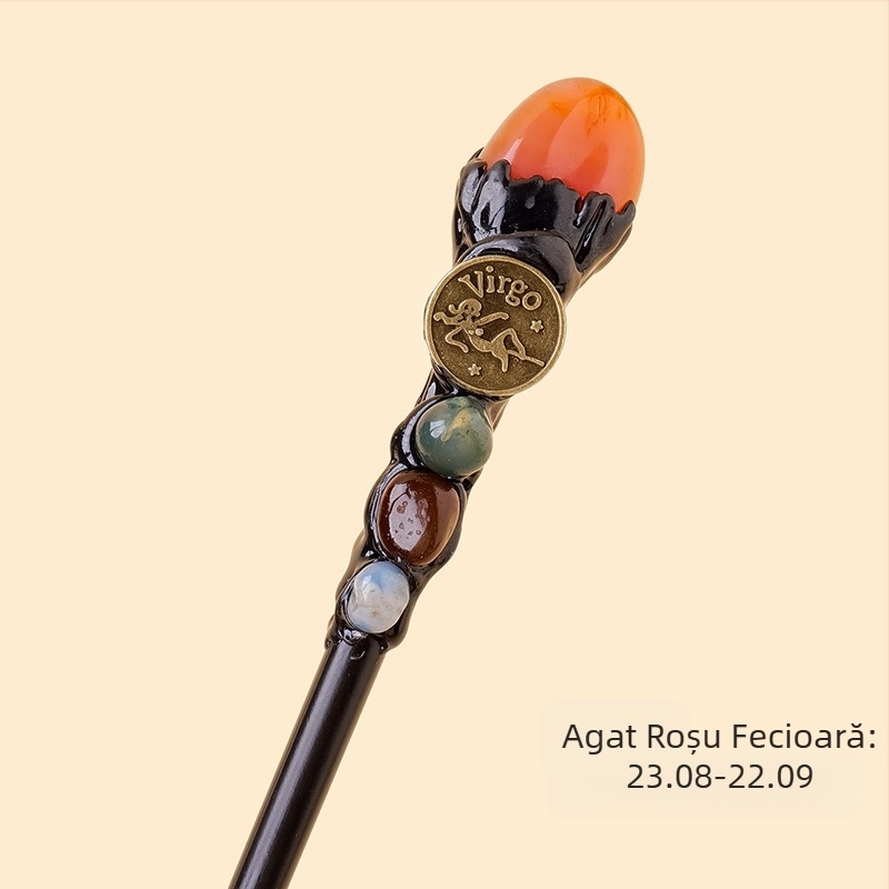 Cristal natural transfrontalier, piatră originală, douăsprezece constelații, baghetă magică, element cristalin, piatră originală, sceptru magic, recuzită en-gros