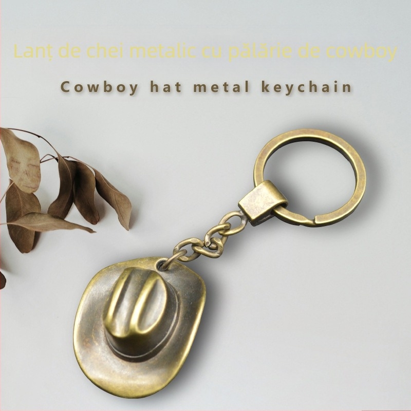 Breloc nou cu pandantiv pentru pălărie de cowboy, cadou creativ, breloc metalic transfrontalier Amazon