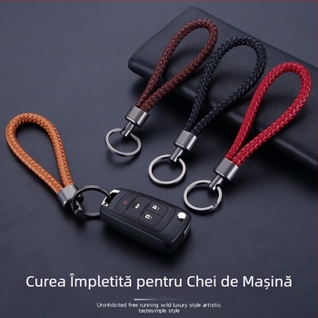 Breloc vintage simplu țesut manual din metal pentru mașină pentru bărbați și femei, pentru uz casnic, anti-pierdere, accesorii cu cataramă din piele