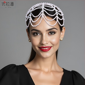 Ulapan Sa01 Nouă bandă de păr cu ciucuri, perlă, ornament pentru frunte, accesorii dulci pentru mireasă, la fața locului, en-gros
