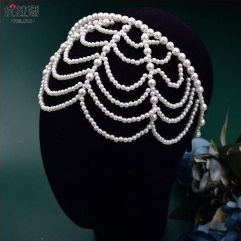 Ulapan Sa01 Nouă bandă de păr cu ciucuri, perlă, ornament pentru frunte, accesorii dulci pentru mireasă, la fața locului, en-gros