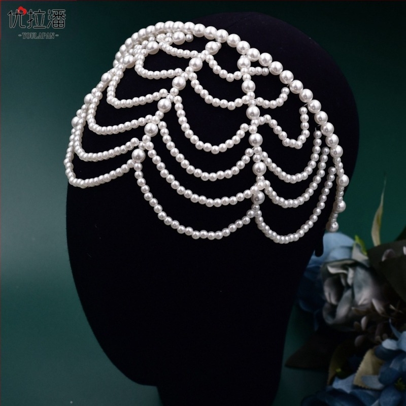 Ulapan Sa01 Nouă bandă de păr cu ciucuri, perlă, ornament pentru frunte, accesorii dulci pentru mireasă, la fața locului, en-gros