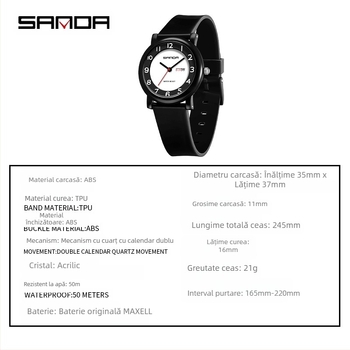Sanda Dopamine Watch Special Double Calendar Quartz Watch pentru Junior Senior High School Examination Watch pentru copii Watch Only Look Time