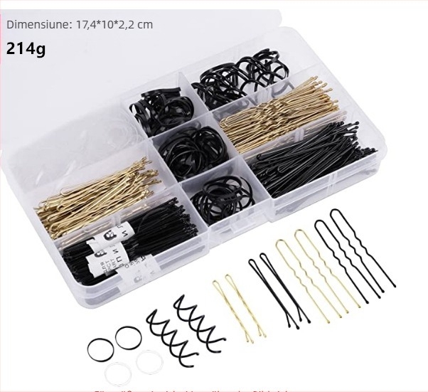 Accesorii de păr, Bentiță, Combinație de păr, Clemă cu un singur cuvânt, Bandă de cauciuc colorată, Clemă în formă de U, Bijuterii en-gros, Set de cleme de păr cu bandă de cauciuc în cutie