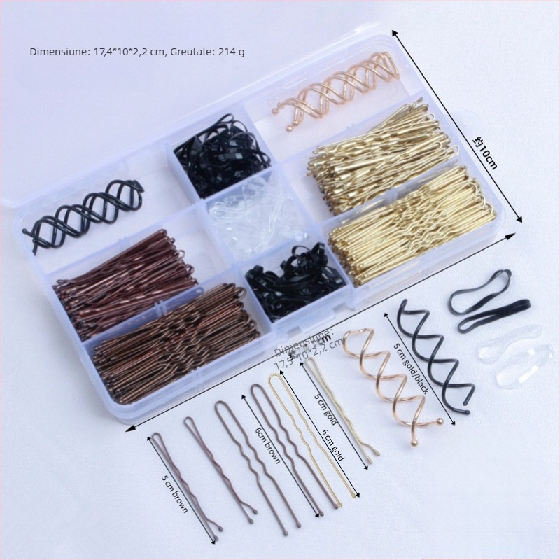 Accesorii de păr, Bentiță, Combinație de păr, Clemă cu un singur cuvânt, Bandă de cauciuc colorată, Clemă în formă de U, Bijuterii en-gros, Set de cleme de păr cu bandă de cauciuc în cutie
