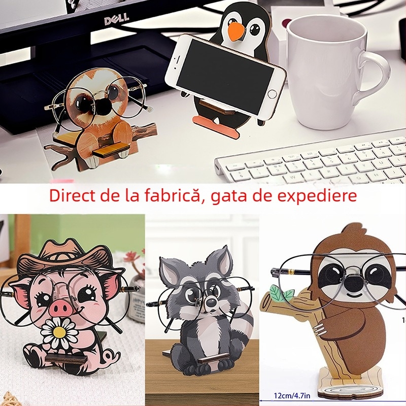 Suport de afișare din lemn pentru ochelari de soare, pinguin și leneș creativ transfrontalier, decorare pentru birou, suport de depozitare pentru birou, suport de depozitare pentru acasă
