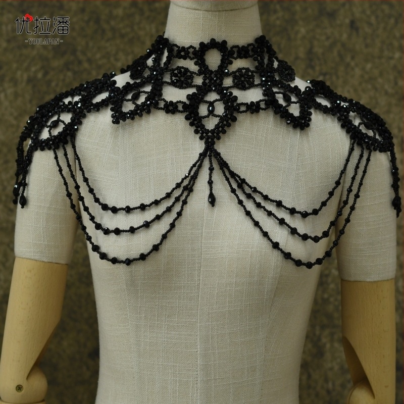 Yulapan VG09A Stil nou european și american, ușor, de lux, lucrat manual cu mărgele, perle, ciucure, lanț de umăr, accesorii pentru rochii