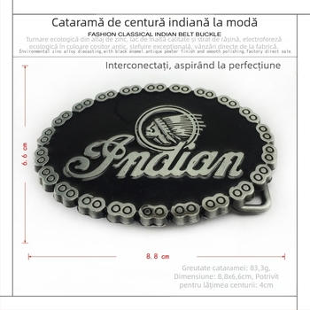 Cataramă de curea BULLZINE din aliaj de zinc pentru motocicletă indiană, lanț, 03137, cataramă de curea retro casual