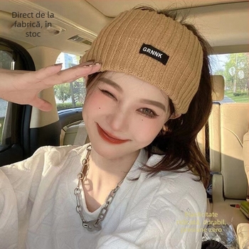 Lână tricotată bandă de păr eșarfă bandă de păr dublă scop internet celebritate aceeași bandă de păr scrisoare cu boruri largi casual culoare solidă toamnă și iarnă bandă de păr